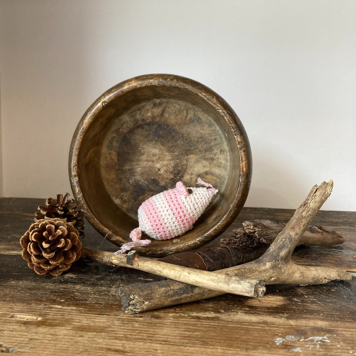 Striped Crochet Mouse Cat Toy