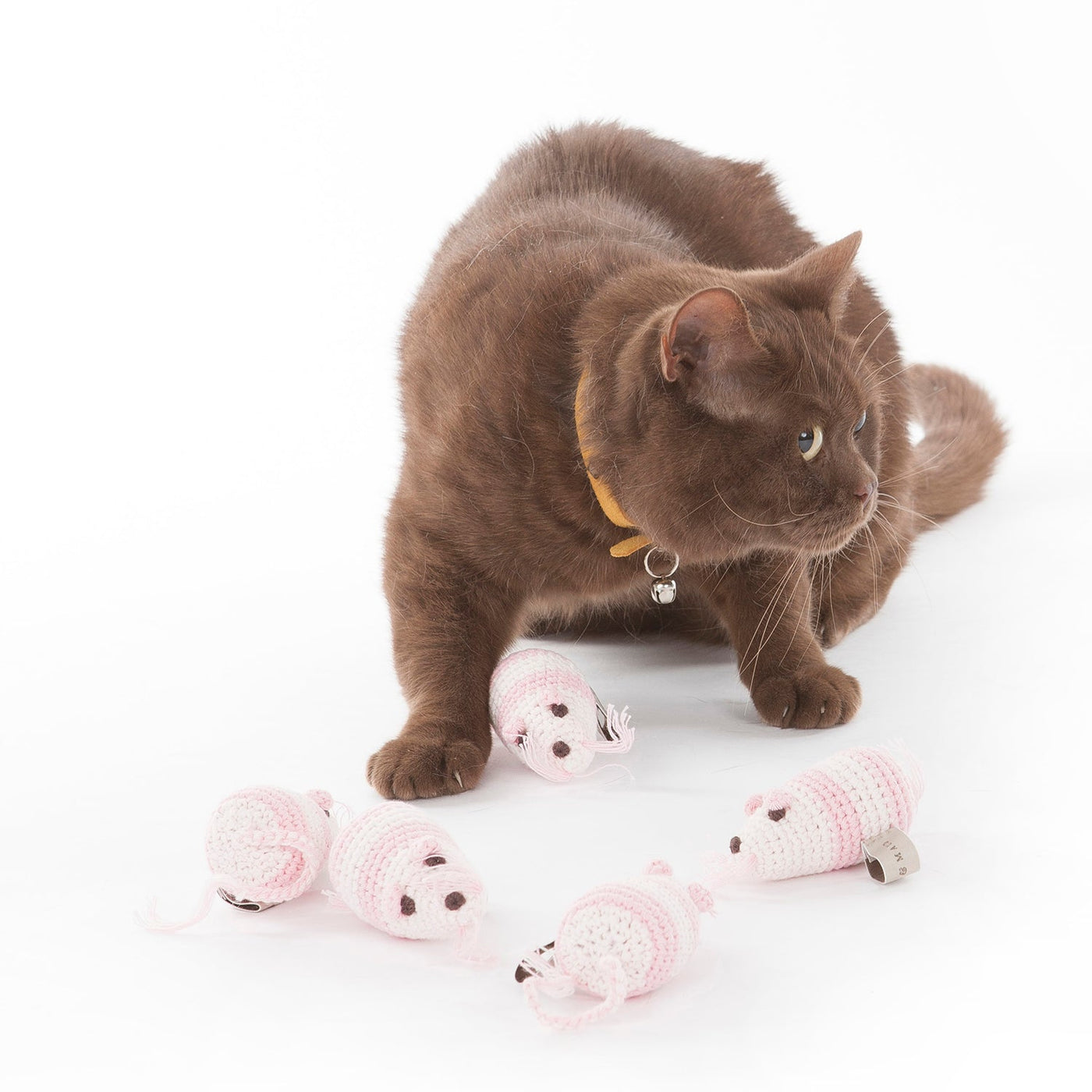 Striped Crochet Mouse Cat Toy
